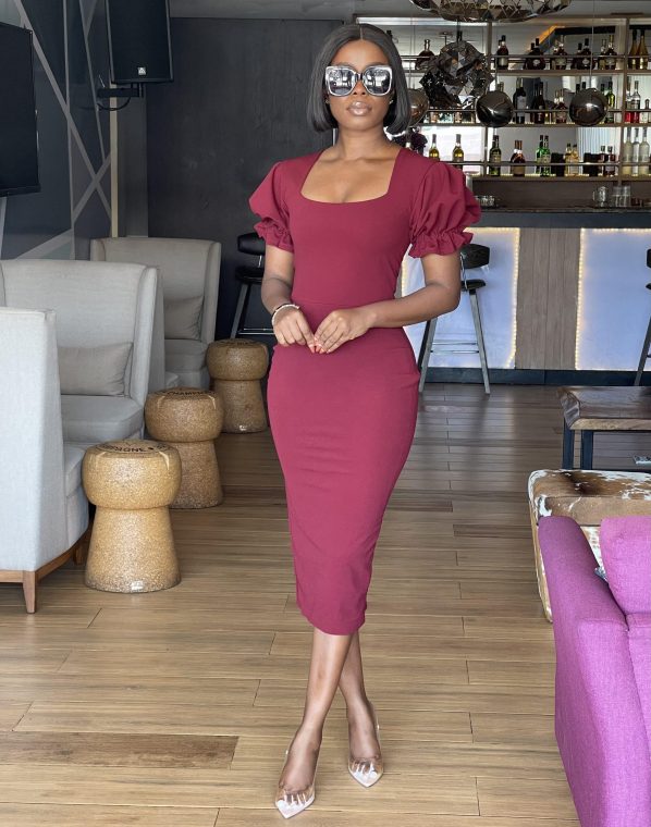 MAYA midi dress in burgundy - Image 3