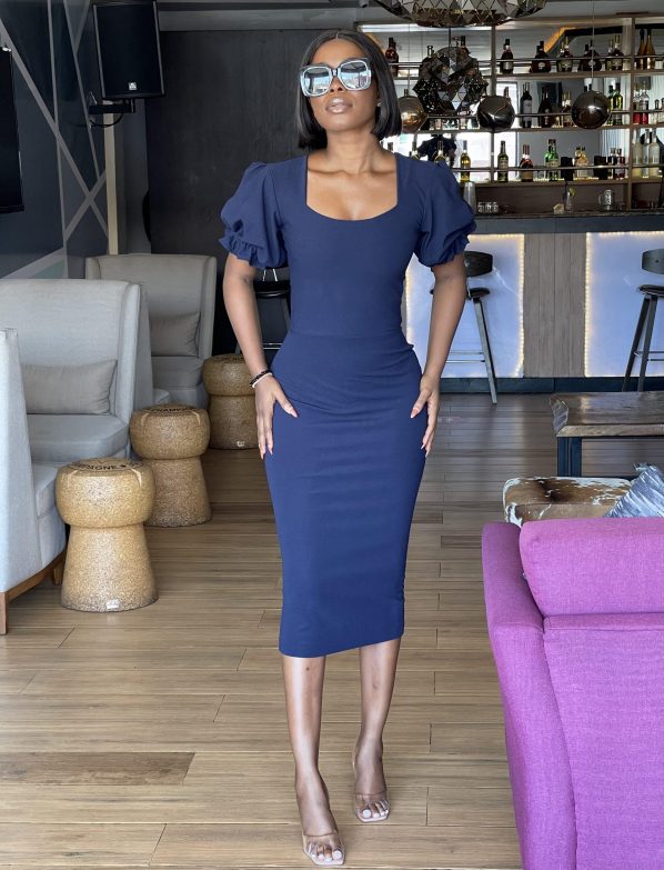 Maya midi dress in blue