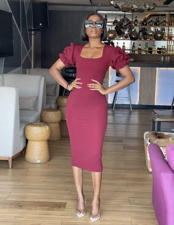 MAYA midi dress in burgundy - Image 2