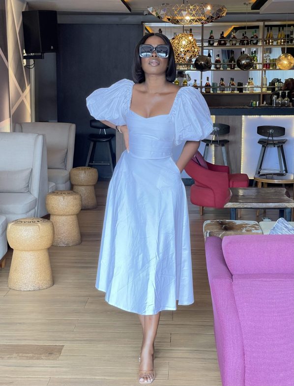 AMANZA midi dress in white - Image 3