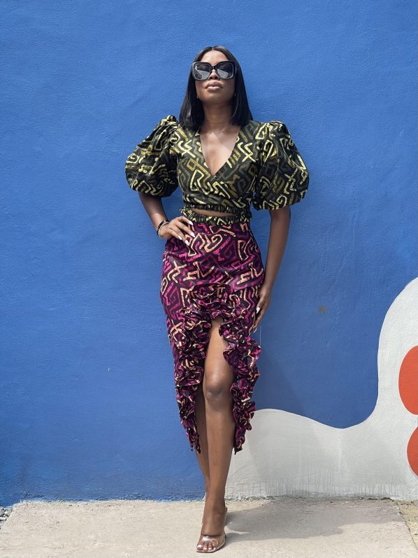 SEOUL skirt set in Ankara color block