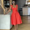SELENA midi dress in Peach Red