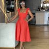 SELENA midi dress in Peach Red - Image 2