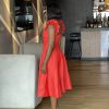 SELENA midi dress in Peach Red - Image 4