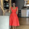 SELENA midi dress in Peach Red - Image 3
