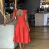 SELENA midi dress in Peach Red - Image 5