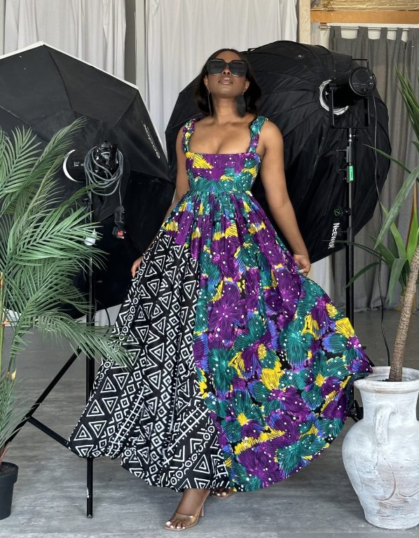 ENOFE maxi dress in Ankara - Image 2