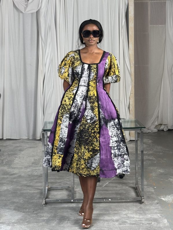 EDIKU Adire midi in Purple/Yellow (Preorder 14-20 business days) - Image 3