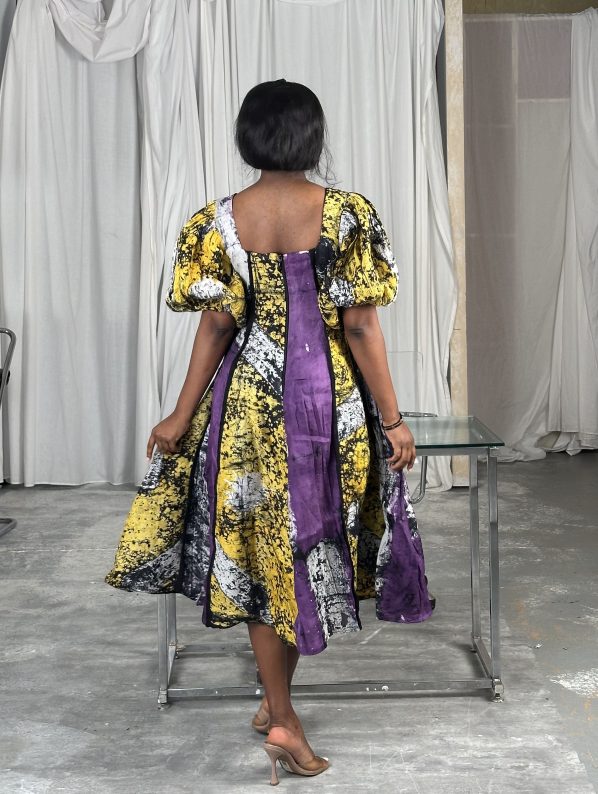 EDIKU Adire midi in Purple/Yellow (Preorder 14-20 business days) - Image 5