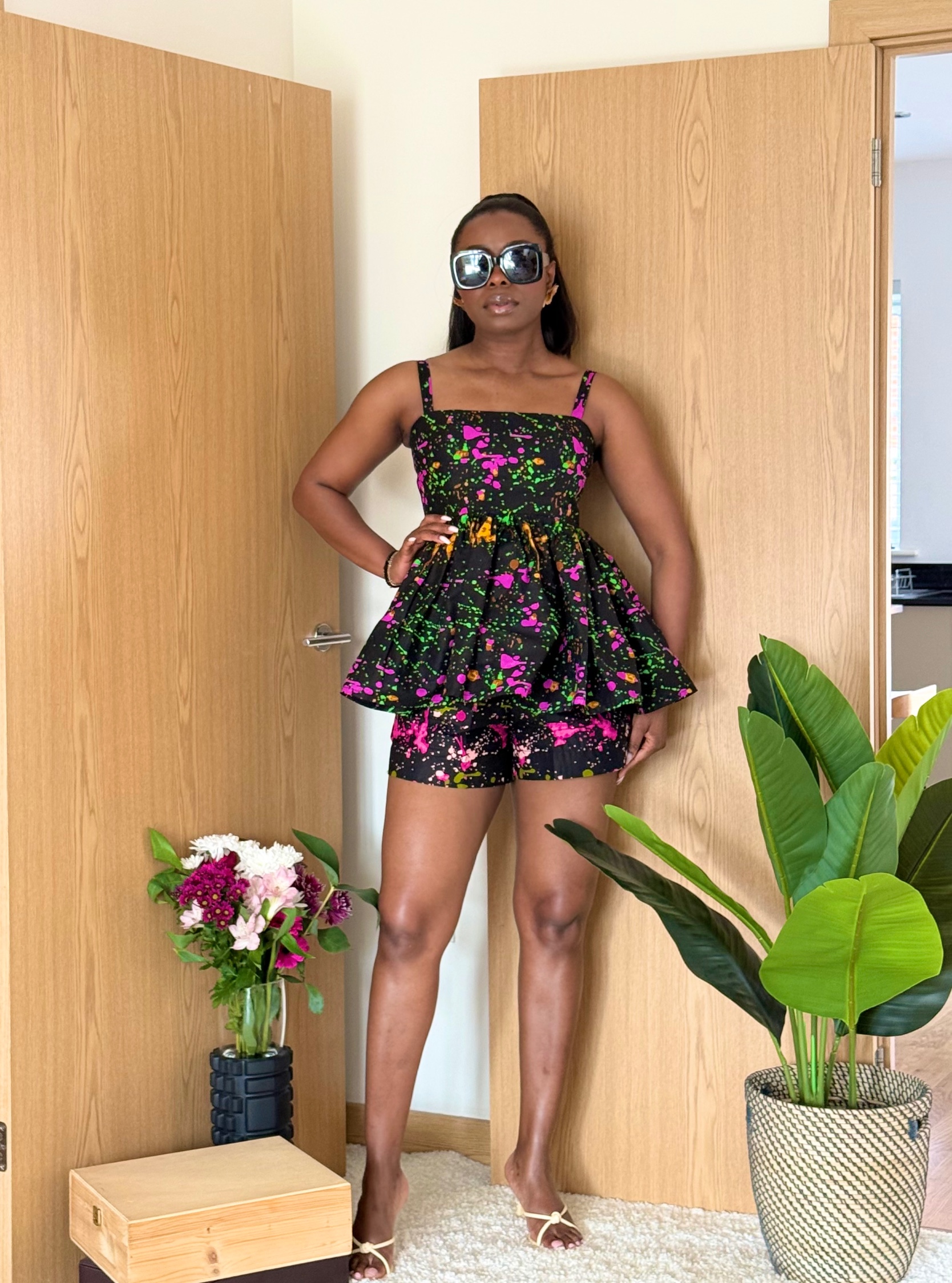 ABENA shorts set in purple/Pink